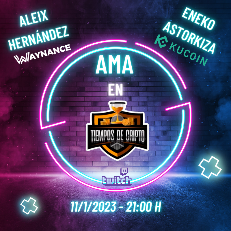 Waynance's tweet photo. Esta noche a las 21:00 horas te esperamos en el AMA en el canal de #Twitch de Tiempos de Cripto con @Enekoas  y nuestro CEO @mollacox . ¡No te lo pierdas! 🔥

#waynance #twitch #blockchain #bitcoin #btc #crypto https://t.co/Tk0u4yLUFP