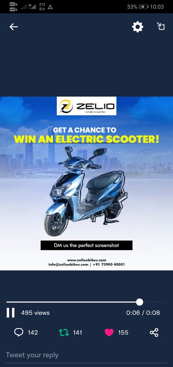 Sankesh995's tweet photo. @zelioebikes Here's my perfect screenshot
#ElectricScooty #electricvehiclesindia #electricvehiclesonly #evehicleindia #EVContest #contestalertindia #zelioebikes
Join
@freak_treat9378 @Chinnarayudu98 @duwasi_roshni @LANJEWARSONU1 https://t.co/lpeMHkao1h