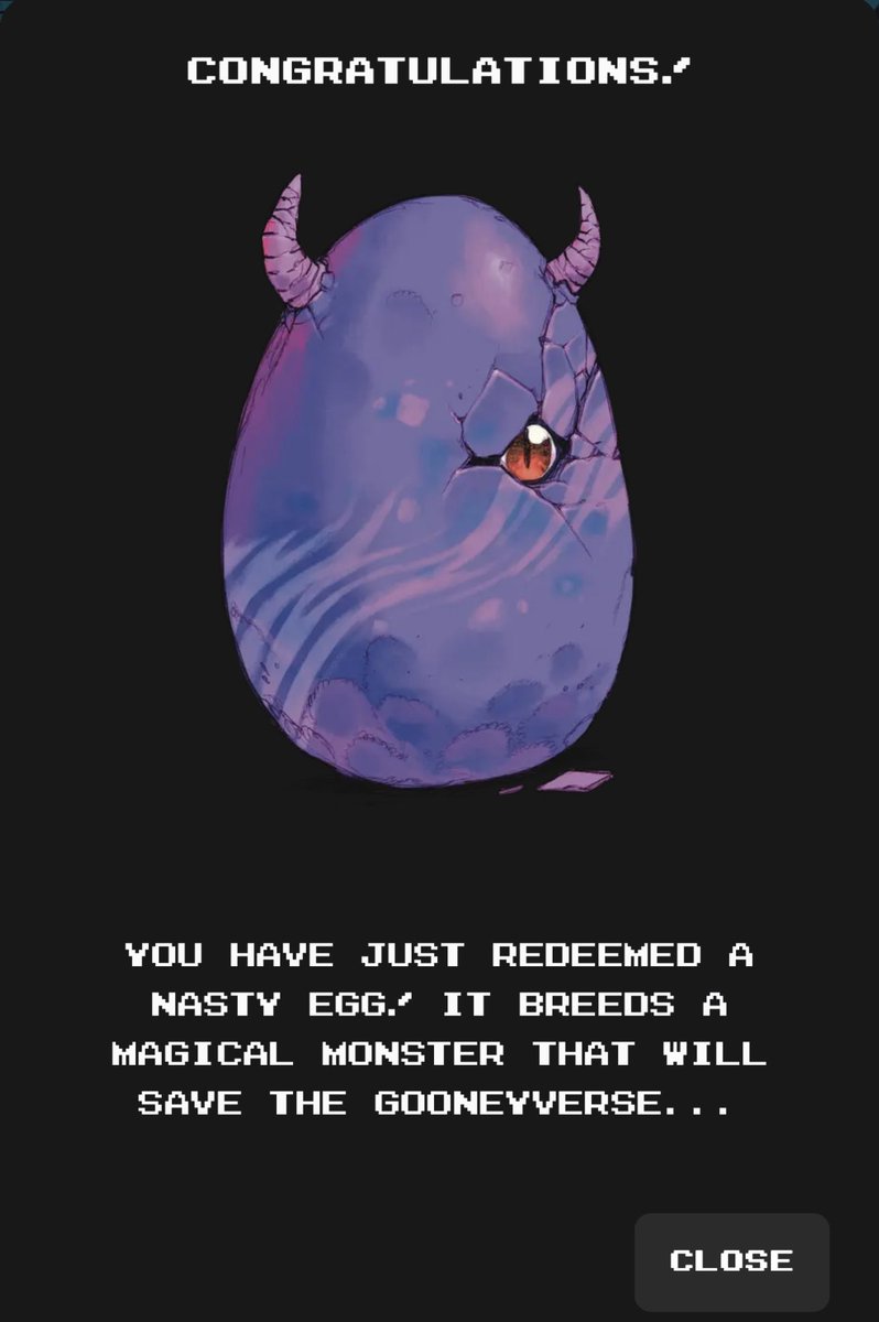 DPukkzNFT's tweet photo. Got me a @GooneyToonsNFT  Magical Egg! All about saving the gooneyverse https://t.co/q7BZSxVQv8