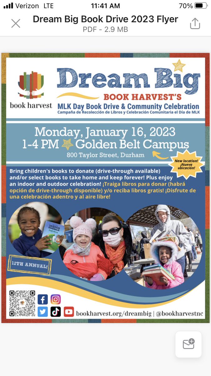 Dream Big invites you to join them on Martin Luther King Day for a community celebration! Community members are invited to bring donations for children’s books and take home some of their own.

Learn more here: bit.ly/DreamBigBoHarv…