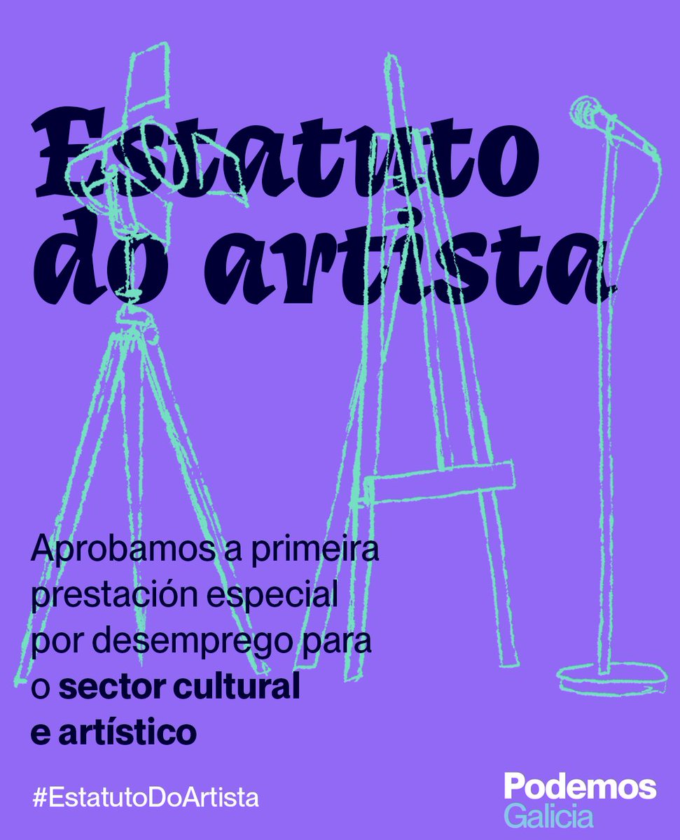 Podemos_Galicia's tweet photo. O noso goberno do Estado, e en especial o noso Ministerio de Traballo, da resposta a unha demanda histórica e de sentido común do sector cultural e artístico.

Por fin os seus profeionais terán acceso a unha  prestación especial por desemprego para garantir a súa protección. https://t.co/oZ79uLNjQG