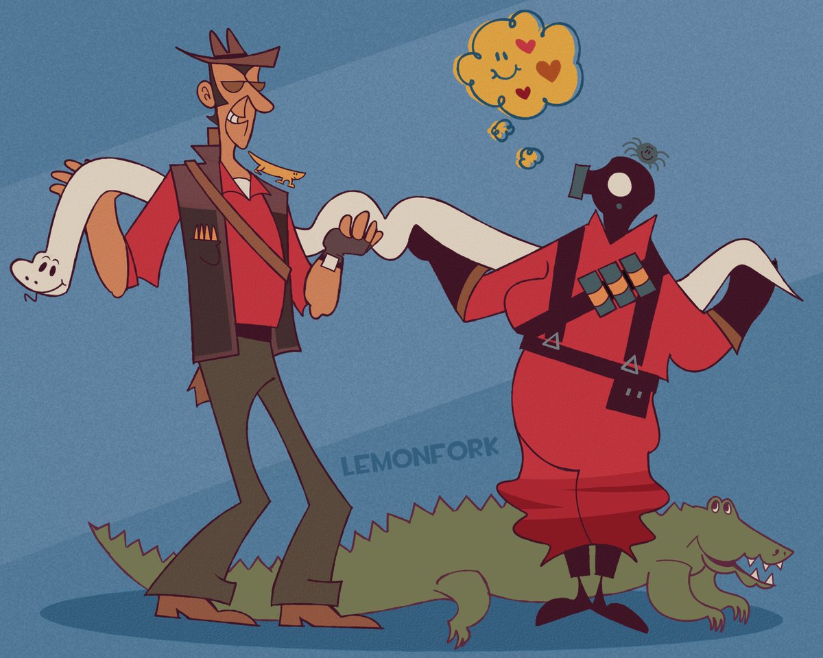 lemonfork's tweet image. they both love freaky ass critters #TF2 #TeamFortress2
