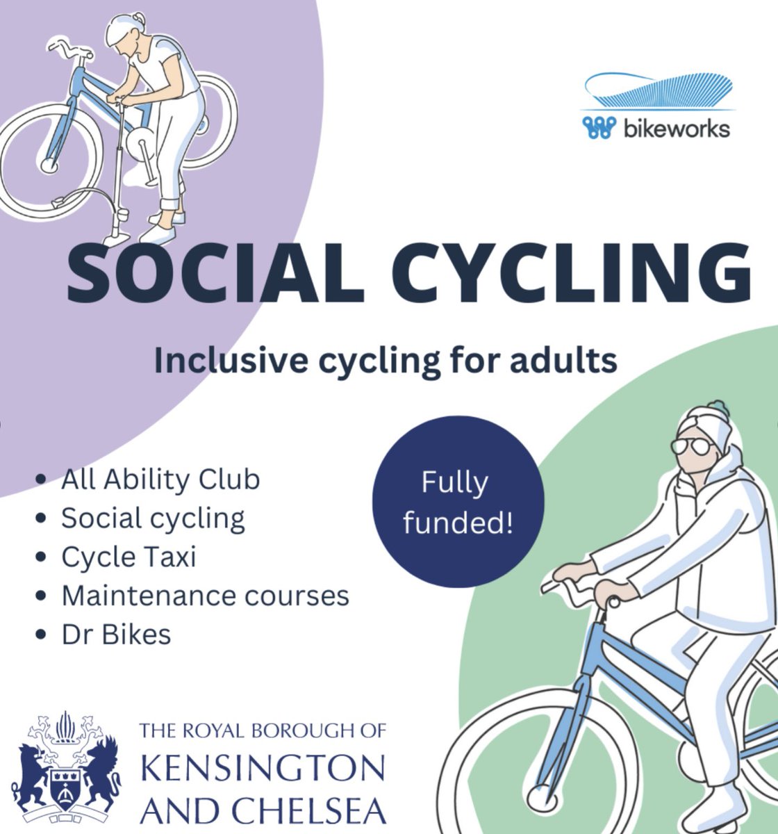 Do you live in Kensington and Chelsea? Have you always wanted to get into cycling or improve your current ability? Take a look the @bikeworksuk Social Cycling project which includes an assortment of @kensingtonandchelseacouncil funded cycling activities.