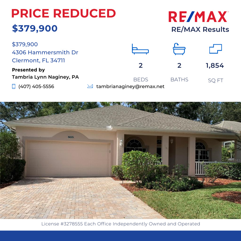 Beautiful home at 4306 Hammersmith Dr, Clermont, FL 34711 for sale. Call me to learn more  (407) 405-5556.  #homeforsale #floridahome #remax

Click here for details:
remax.com/FL/CLERMONT/ho…