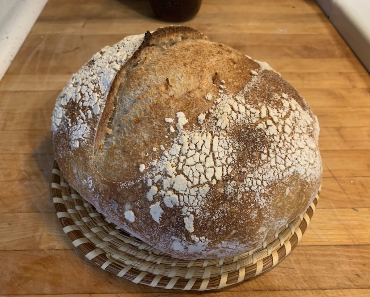 Burt and Ernie.  I strictly followed the Tartine Bakery country bread recipe and this is the best it has ever turned out!  Very pleased.  Still cooling down but I can’t wait to have a look at the crumb.  #sourdough