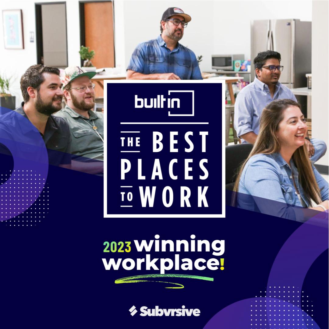 GoSubvrsive's tweet image. Exciting news for Subvrsive! We are thrilled to be included in @BuiltInAustin’s 2023 Best Places to Work in Austin, Texas! 🥳 🤩 Learn more about what it’s like to work as part of our talented team here: builtin.com/company/subvrs…

#2023BuiltInBest #ImmersiveStudio #ar #vr