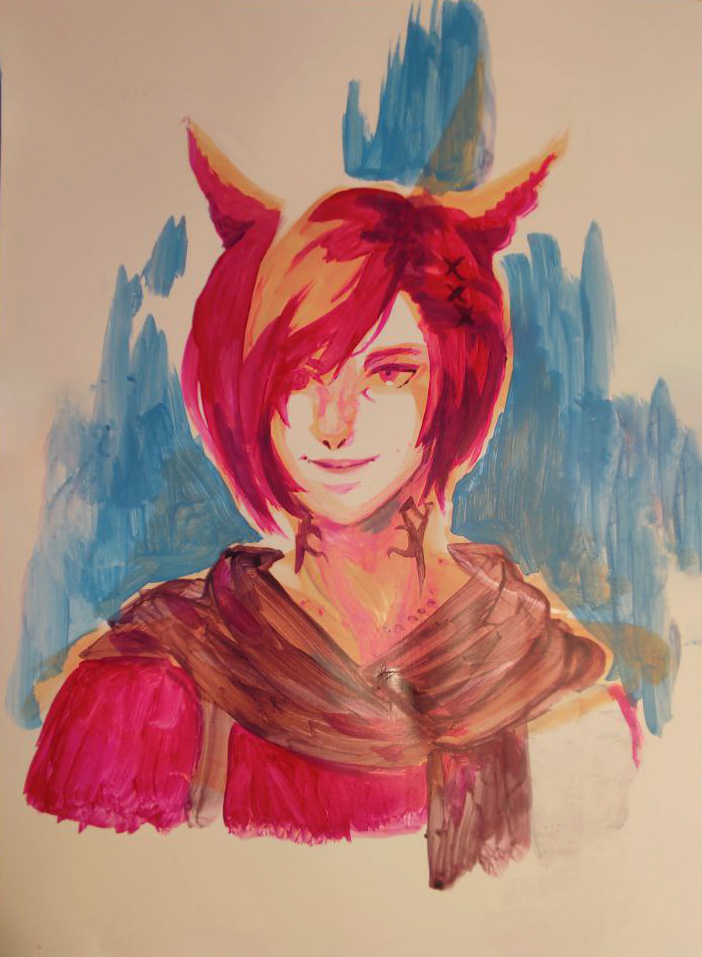 felt like painting g'raha with acryllics!! 
(the 2nd pic it's been cleaned in ps)