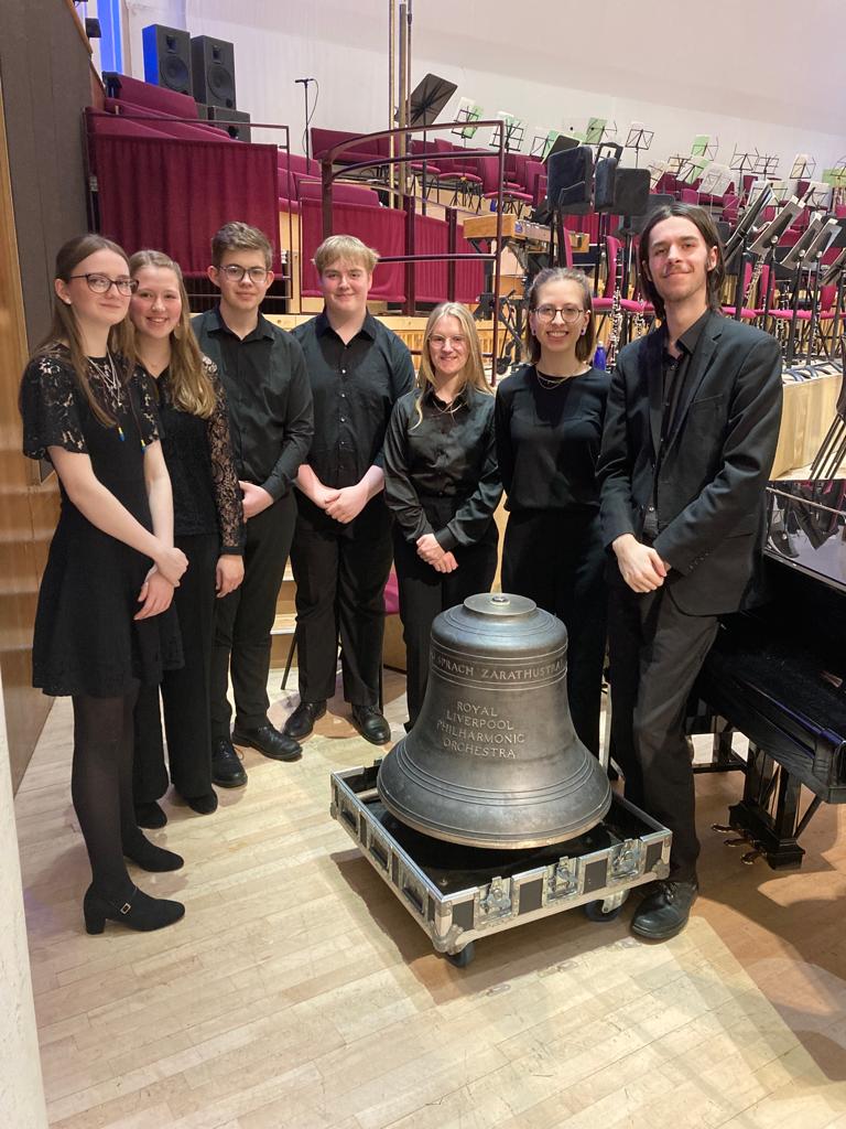The “Zarathustra” bell has just come back from a fabulous tour with these guys - the incredibly talented percussion section of <a href="/NYO_GB/">The National Youth Orchestra</a>. Pictured here at our home base <a href="/liverpoolphil/">Royal Liverpool Philharmonic</a>!