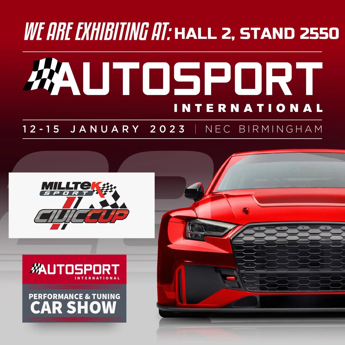 CivicCupUK's tweet photo. 🚨 2023 AUTOSPORT INTERNATIONAL 🚨
We'll be at the @Autosport_Show from tomorrow!!
➡️ Hall 2 on Stand 2550!
#AutosportInternational23
#AutosportEngineering
#RacingCarShow23
#PerformanceandTuningShow23
#LiveActionArena
#CivicCup #MilltekSport #TCRFeederSeries https://t.co/dXvqMTR7JM