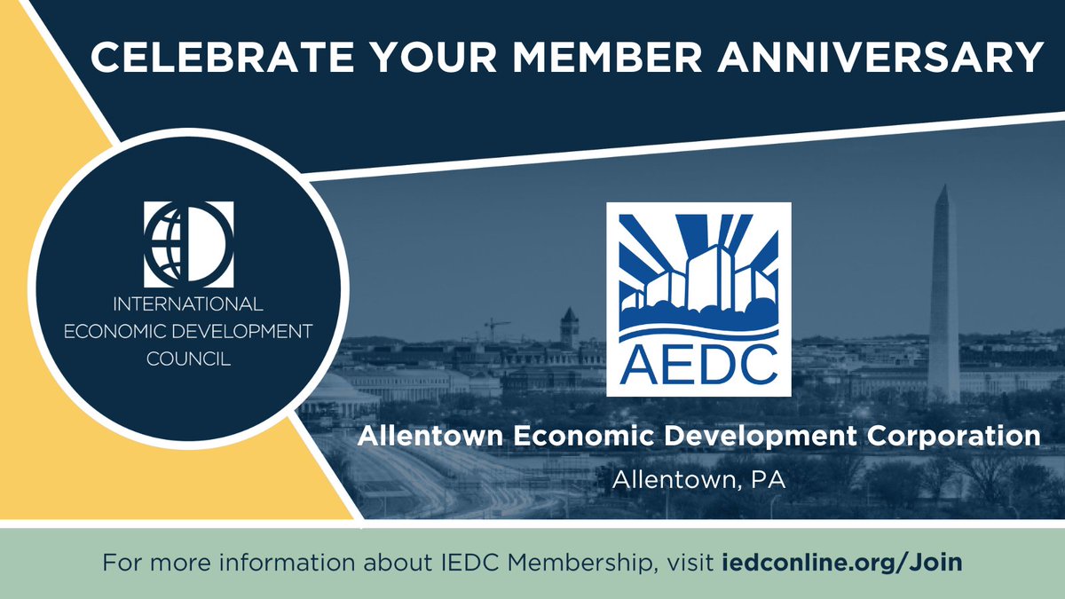 Congratulate <a href="/allentownedc/">AEDC</a> for 46 years as an IEDC member organization! Learn about membership benefits today: bit.ly/3X0CMeo