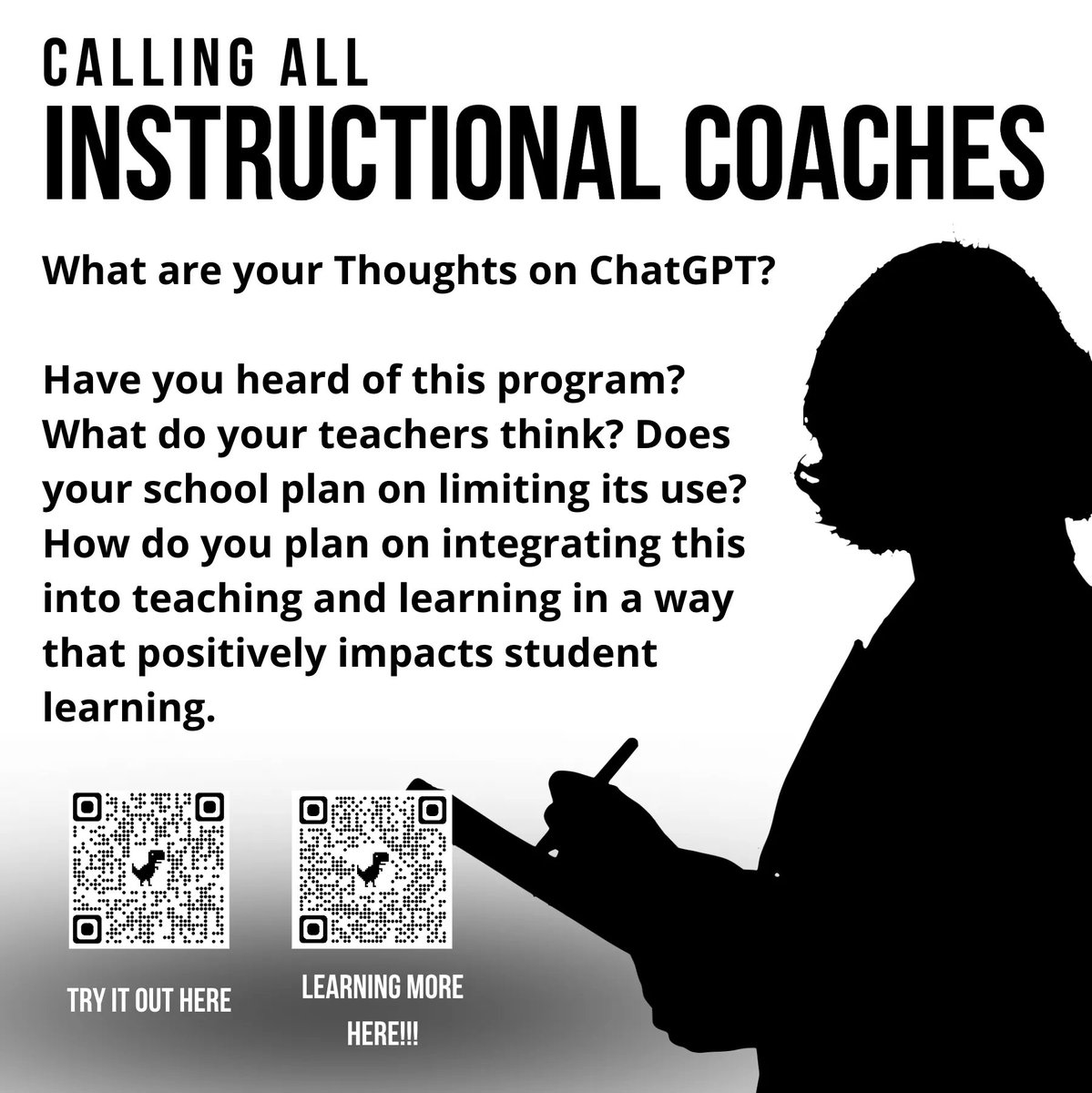 InspiredByCoach's tweet image. Calling all Coaches!!!!
#inspiredbycoaching #inspiredbytech #chatGPT #instrctionalcoach #TEACHers #teachersoftwitter