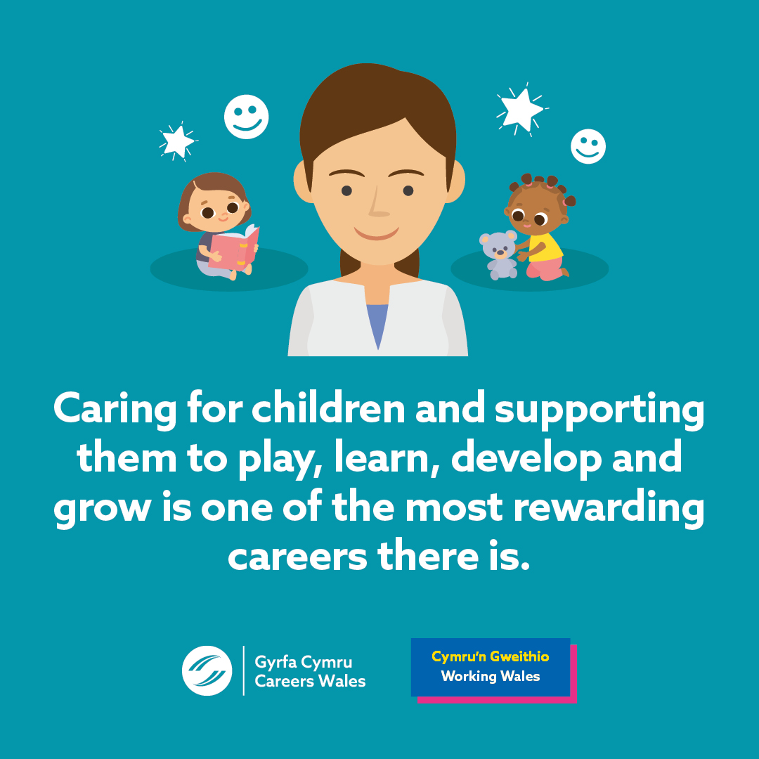 WorkingWales's tweet photo. If you are enthusiastic, positive, and keen to care and help others learn and develop then a career in childcare, playwork and early years could suit you 👶

Learn more about the role as well as the training opportunities available: https://t.co/yIxRCQbtoi

#CareersInChildcare https://t.co/NV1Bu1X6vO