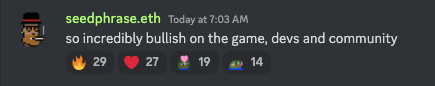 ZP_12_'s tweet photo. '@seedphrase dropping bars in @wolfdotgame discord. 

Not. Sufficiently. WOOLish. https://t.co/UxsJH7NyUv