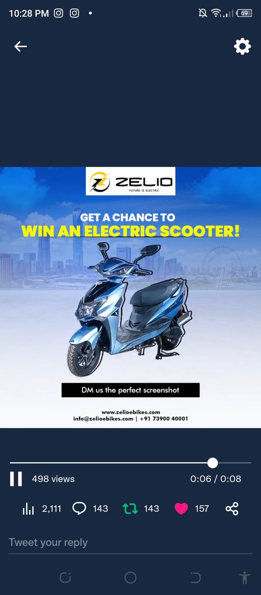 KhushiVats18's tweet photo. Here's my Screenshot
#ElectricScooty #electricvehiclesindia #electricvehiclesonly #evehicleindia #EVContest #contestalertindia
#zelioebikes
Join
@RDXmohit_
@i_prashant21
@poonam_166
@vibhsharma_
@singhsaru91 https://t.co/ie17dr62Pl