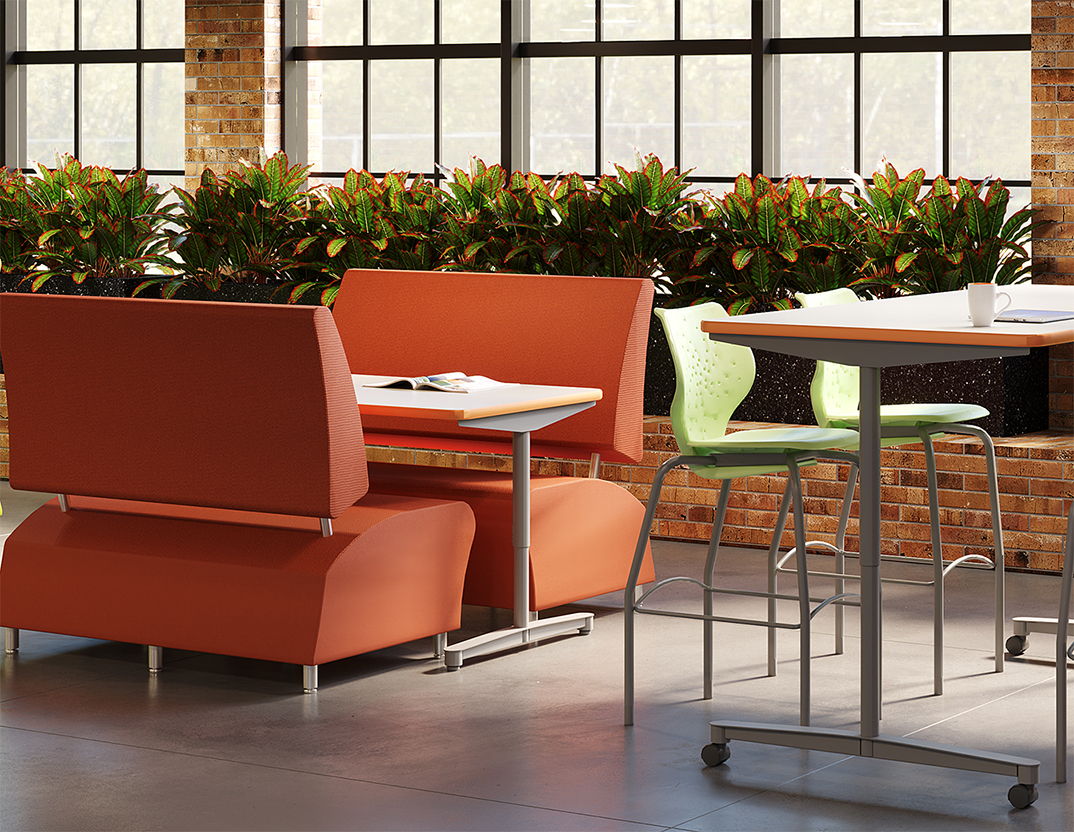 Cafeterias don't look like cafeterias any more. Artcobell's new Adjustable T-Leg for Shape Tables lets you create comfortable, easy-access café set-ups that can also function as small group collaborative spaces. #transformlearning #thisisartcobell 
hubs.li/Q01xnmrq0