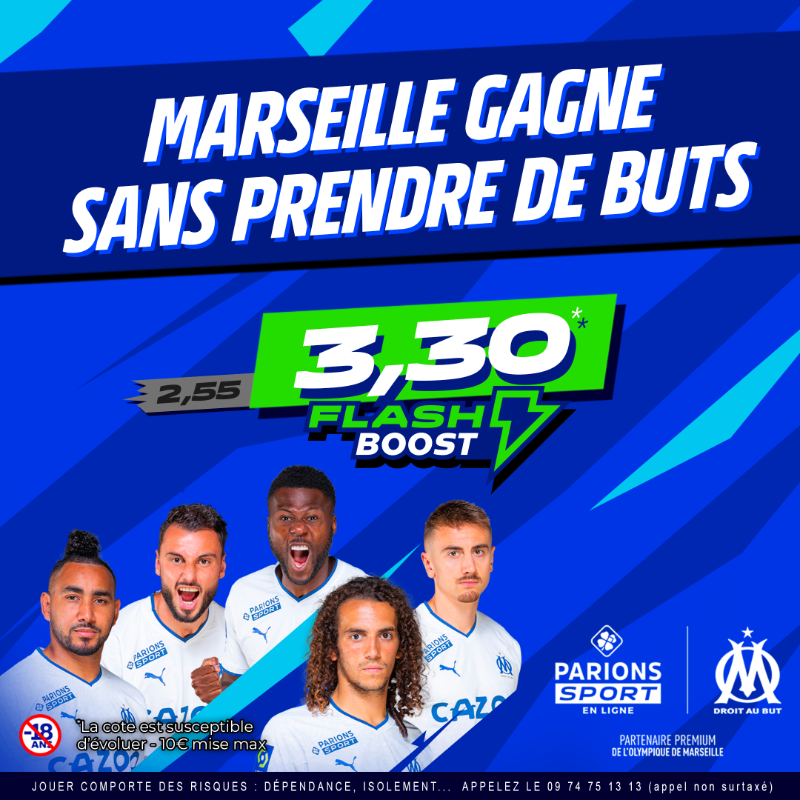 ParionsSport's tweet photo. ⚪️🔵 Le clean sheet marseillais, on y croit la #TeamOM ?!
#FlashBoost
