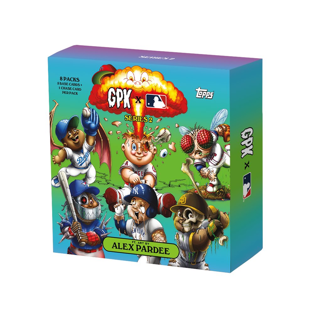 alexpardee's tweet photo. My MLB x GARBAGE PAIL KIDS set is On sale NOW at @topps! Here are direct links to the SINGLE PACKS (6 cards) and the BOXES of 8 PACKS (48 cards!)

Single Packs: https://t.co/RI8uqqnnGN

8-Pack Box: https://t.co/QtjnT8mRgH https://t.co/ssaCi8oC9v