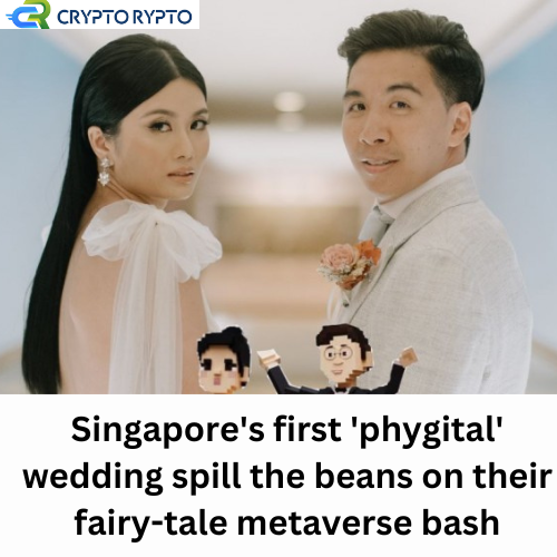 TeamcryptoRypto's tweet photo. Meet Singapore's very first 'phygital' (think physical meets digital) wedding couple, 36-year-old Clarence Chan and 32-year-old Joanne Chan. The couple boldly went where no local man (or woman) have ever been before by holding their nuptials in the Web 3.0 https://t.co/OZlzbtmgQu