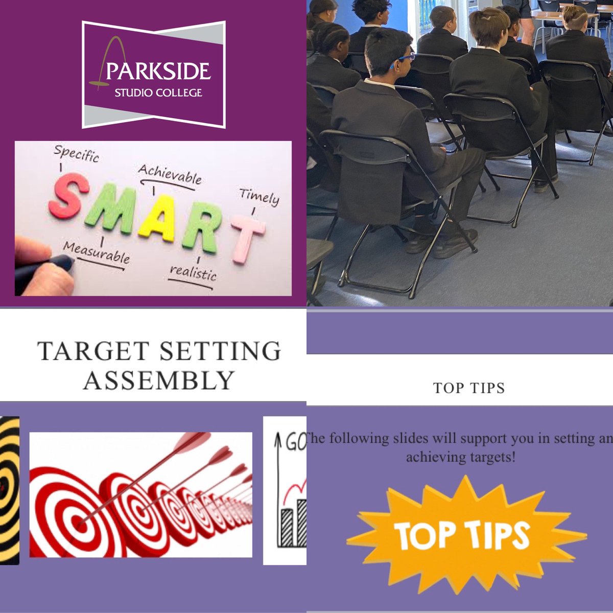 Parkside_Studio's tweet image. Today’s assembly focussed on setting goals and targets.
 
It is important for all students to know what they would like to achieve.               
Dream Big, Work Hard…….. Make it happen!