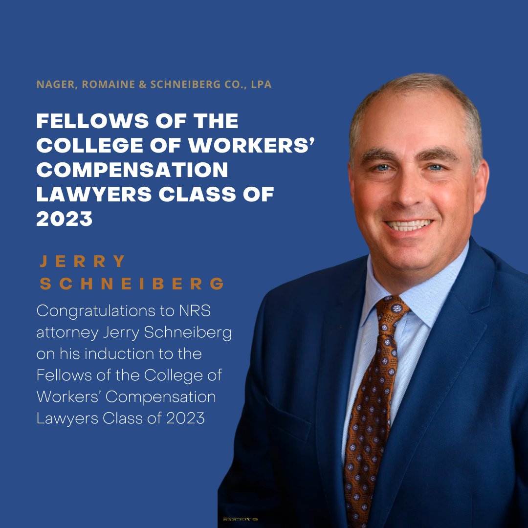 NRSinjurylaw's tweet photo. Congratulations to Jerry Schneiberg for his induction into The College of Workers’ Compensation Lawyers! Fellows are recognized as distinguished members of the workers’ compensation legal community, congrats Jerry! https://t.co/1OgJ1VhsHY