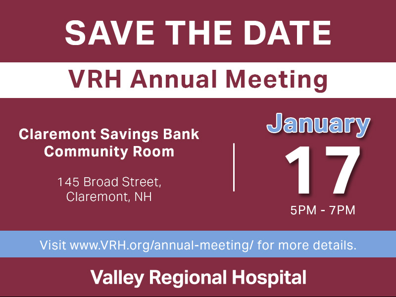 The new year marks the countdown for our Annual Meeting. We welcome the public to join us in-person at the Claremont Savings Bank on Tuesday, January 17th. 
Interested in attending virtually or learning more? Please visit: vrh.org/annual-meeting/