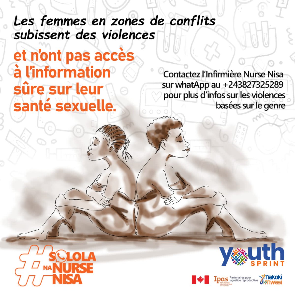 JustinMD20's tweet photo. #sololananursenisa
#YouthSprint
Les femmes en zones de conflits subissent des violences et n’ont pas accès à l’information sûre sur leur santé sexuelle. 
Contactez l’infirmière Nurse Nisa sur whatsApp au +243827325289, pour plus d’infos sur les Violences basées sur le genre. https://t.co/cuPLmeDmdo