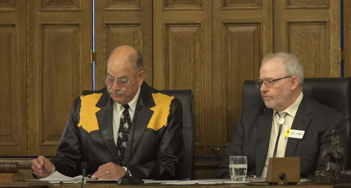 Let's take a moment to recognize the seriously outstanding jacket that Ogden Driskill wore to today's State of the State. If David Bowie put out a country record, this is what he would have wore.