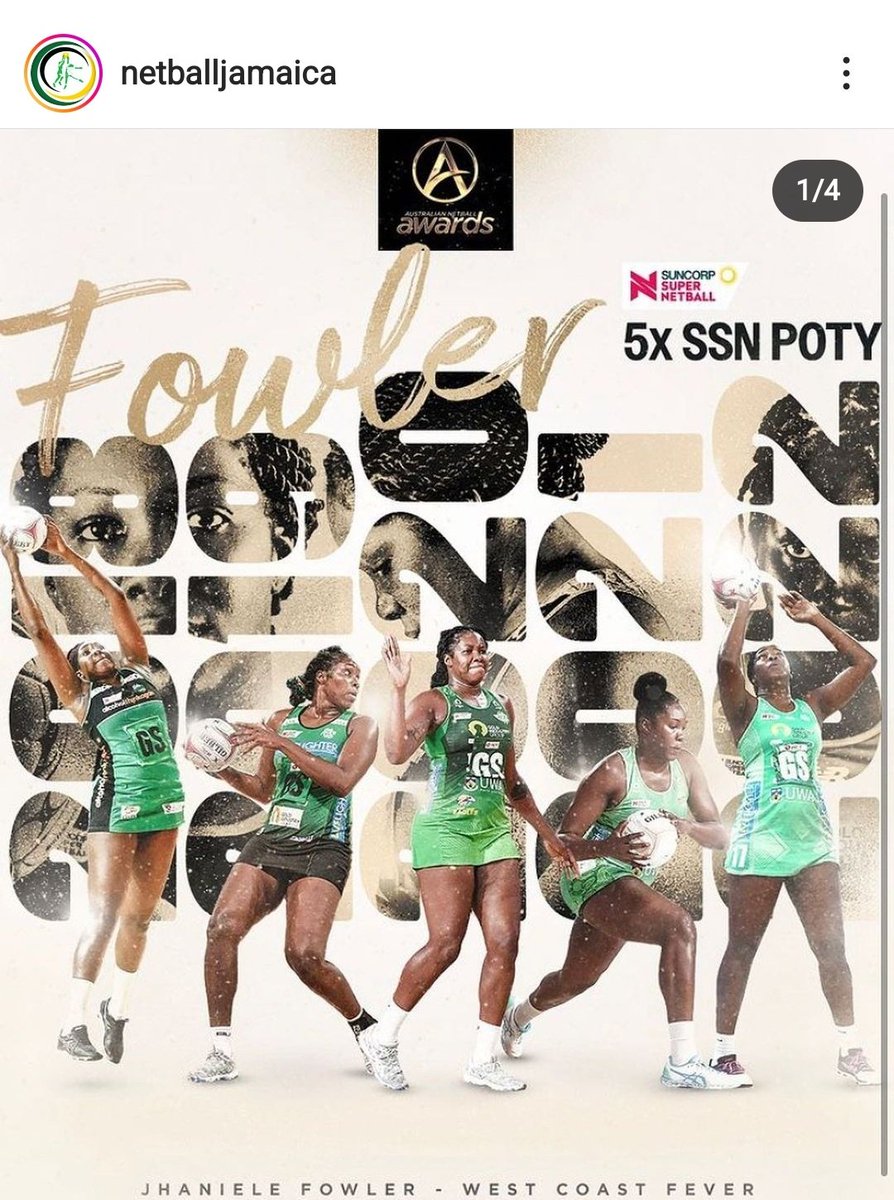 Hunter1_lj's tweet photo. Led by their Formidable Captain who has long been in the #HallOfFame for her #OUTSTANDING Game, is for the #FIFTHTime @SuperNetball MVP All who know @KarylReid know she is so humble😊But I'm BURSTING WITH PRIDE 💚💛🖤🇯🇲 God's Grace and Favour forever cover you Jx https://t.co/qAfVbHrEcm