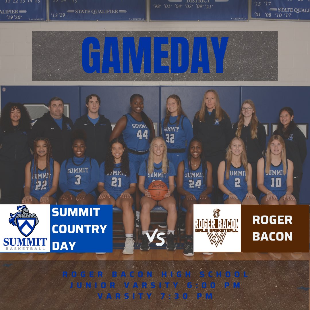 Summit returns to the hardwood tonight, taking on conference foe Roger Bacon.                                         📅 1/11/23
⏰JV: 6:00, Varsity: 7:30
📍Roger Bacon High School 
🏀 VS Roger Bacon