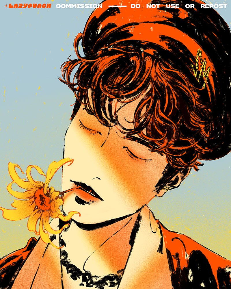 flower solo 1girl closed eyes short hair necklace jewelry  illustration images