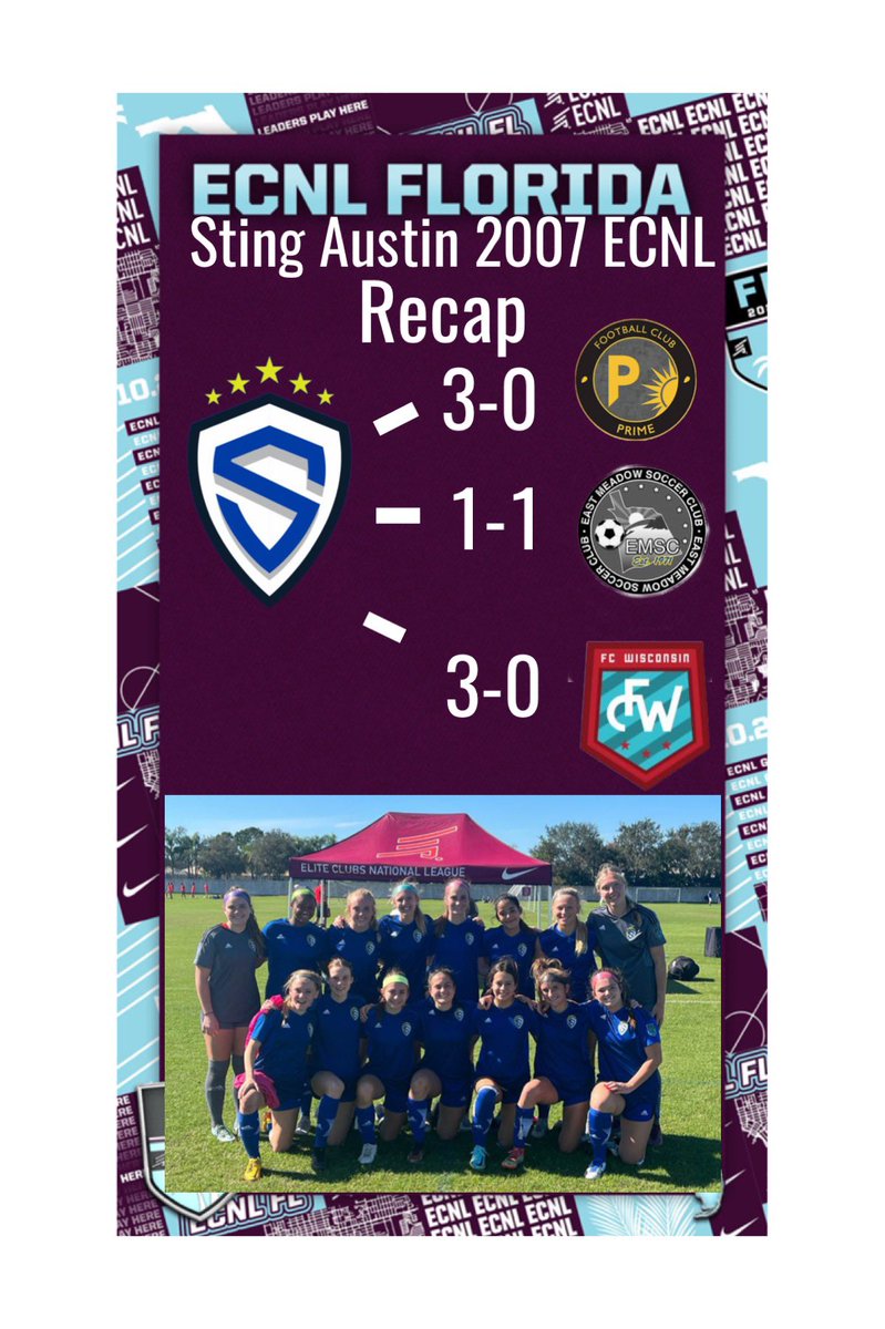 That’s a wrap Florida! We had a great time at the ECNL Showcase. We want to thank all the coaches who came out and watched us play. <a href="/sting_austin/">Sting Austin</a> <a href="/ECNLgirls/">ECNL Girls</a> <a href="/TheSoccerWire/">SoccerWire</a> <a href="/TopDrawerSoccer/">TopDrawerSoccer</a> <a href="/ImCollegeSoccer/">College Soccer Truth ™</a>
