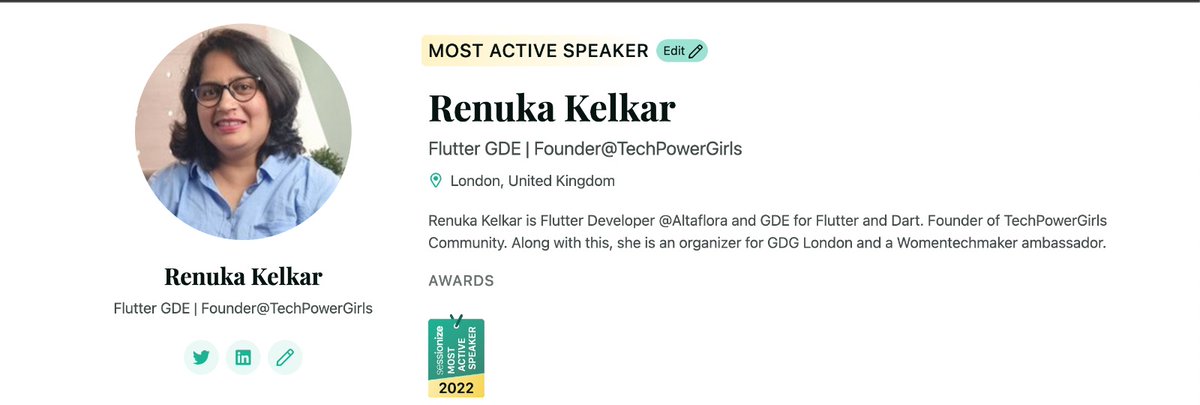 Woohoo!!❤🥳 🏆 Most Active Speaker Award 2022 @flutter @Firebase @gdg_london @GoogleDevExpert @flutteristas @WomenTechmakers