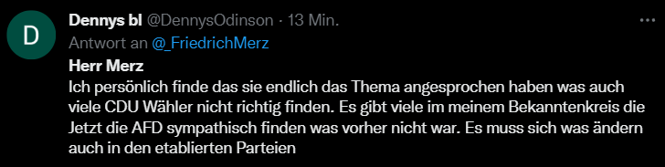 Guck an, #Merz ist schon ein Held bei #noAfD Wählern. läuft ...