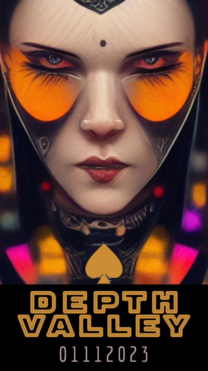 jsaundersstudio's tweet image. it a reoccurring theme of sci-fi and cyber-punk appears to be par... makes sense if it is of robotic design. 

#DepthValleyAI #midjourney #AiGenerated #aiexploration #lowbrow #popart #DailyAiChallenge #cyberpunk #queenofspades #scifi #poker