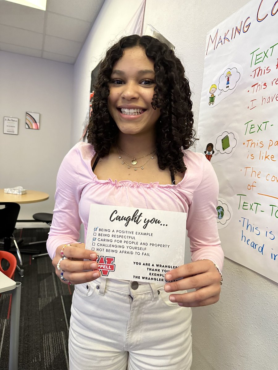 “Caught you” being a Wrangler! Great job helping out even when no one is looking or being asked to! #westfam <a href="/CMSWestWrangler/">Coppell Middle School West</a>