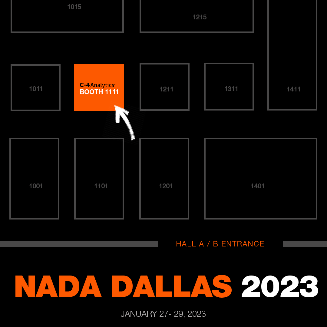 C4AnalyticsLLC's tweet photo. NADA is fast approaching. Are you ready? 

We can't wait to see you January 27 - 29 in Dallas, TX. Catch us at booth #1111.

#NADA2023 #NADADallas #NADAshow #NADAshow2023 #automotivemarketing #carsales #autonews #cardealership #automotive https://t.co/1DF1vX5F7m