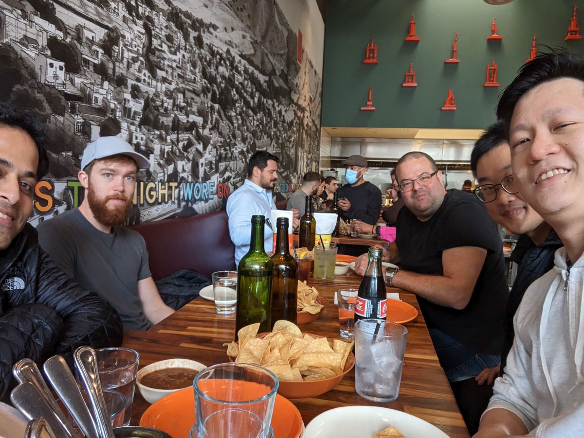 Early arrivers at last night's dinner, in town for the engineering offsite in Palo Alto that kicks off today! Charting the execution of exciting new features for our platform and products! #remotework #SoftwareEngineering #startups