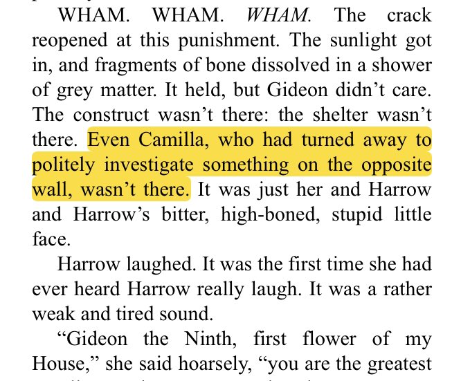 when gideon looked away before cam and pal’s final conversation, an intimate moment, while her own necromancer was gone…when cam did the same in gtn, choosing not to observe gideon and harrow’s final conversation, an intimate moment, while her own necromancer was gone…
