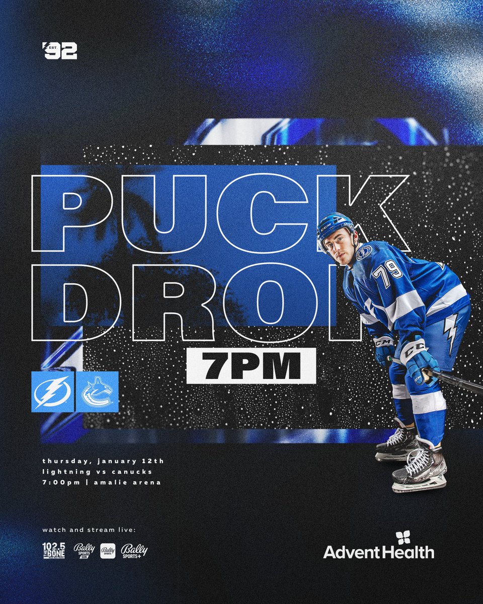 TBLightning's tweet photo. Hosting the Canucks. ⚡️

📺 @BallyLightning 
📻 @BoltsRadio &amp; @1025TheBone 

#VANvsTBL: https://t.co/ZdvWp891sO https://t.co/gtIw7gvIKX