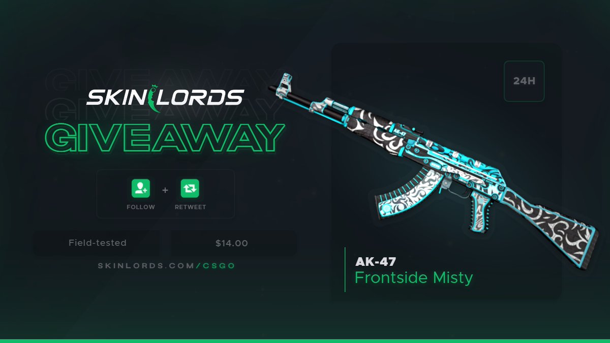 SkinLords's tweet photo. AK-47 Frontside Misty 🎁 24H CSGO Skin Giveaway!

✅ To enter:
- Retweet and Follow us
- Tag a friend

Ends in one day! Good luck! https://t.co/92kFWdom7t