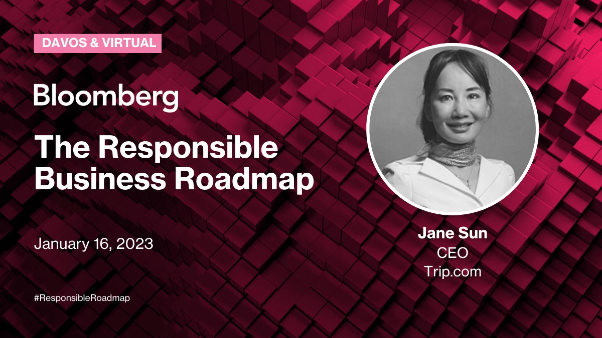 What does sustainable travel look like beyond cutting carbon emissions? @BloombergLive's @ThisisMallika talks with @Trip CEO Jane Sun at the #ResponsibleRoadmap on 1/16 at 6:35 PM CET! bloom.bg/ResponsibleRoa… #WEF23