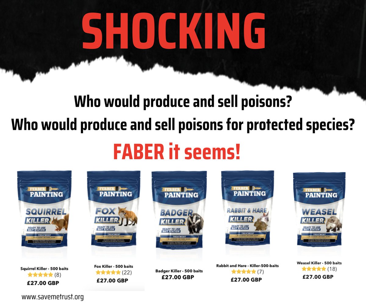 SHOCKING! 
Who would produce and sell poisons for wildlife? 
The most unimaginable and cruel death for a wild animal.
Who would produce and sell poisons for protected species?
FABER it seems.    DISGUSTING