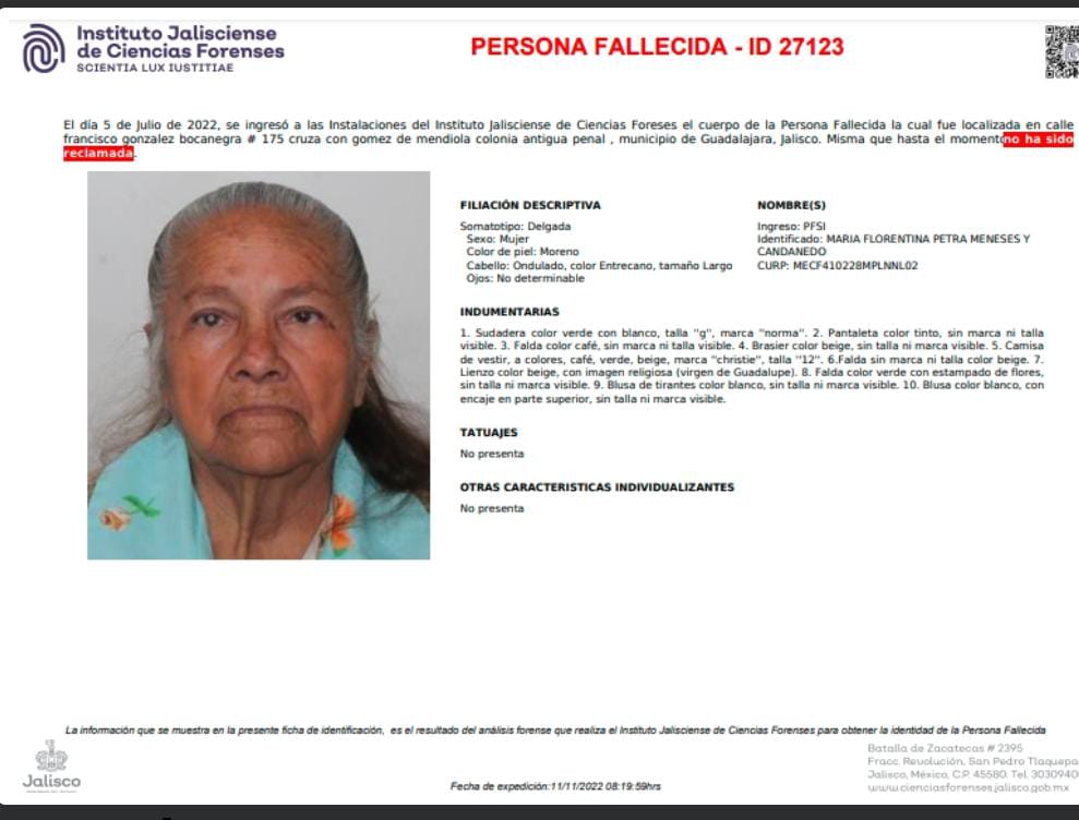 mau14x's tweet photo. #ayuda  FAVOR DE DIFUNDIR
Esta señora era de #Puebla y falleció en julio , su cuerpo está en el #SEMEFO y nadie la reclama, al parecer tiene hijos que no la frecuentaban, si no la reclaman se irá a la fosa común. @JCarlos_Valerio https://t.co/oStKnjodJW