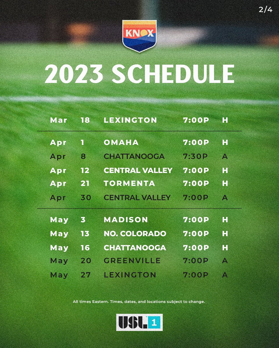 OneKnoxSC's tweet photo. 32 games. 16 at Regal. National schedule spanning from mid-March through October. Grab your calendar, pencil us in &amp; convert your deposit into season tickets at https://t.co/OnLwtp7uZI. General public season ticket sales begin January 18th.

Pro soccer is here, Knoxville! You in? https://t.co/CaqbB4PUPl