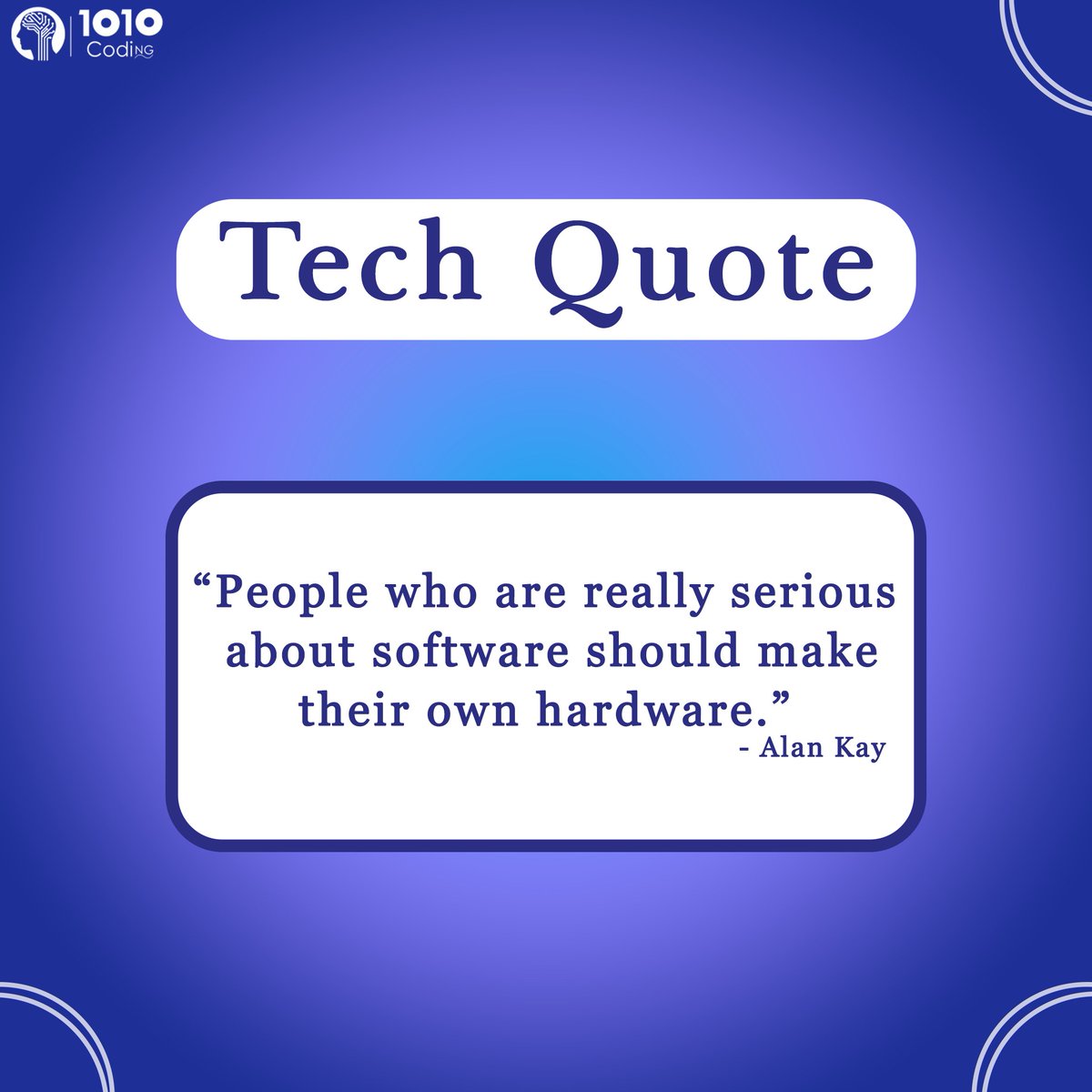 1010Coding's tweet photo. Alan Curtis Kay is an American computer scientist best known for his pioneering work on object-oriented programming and windowing graphical user interface design.
Reach us at +2347025007461 or info@1010coding.com
#1010Coding #wednesday #techquote #Quote https://t.co/MdAypSuIJs