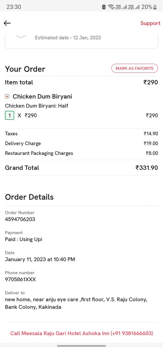 sankar_bhima's tweet photo. After ordering food for 330 bugs .what we got it dis half raped single legpeice for entire chicken biryani.Expecting better resolution , now other restaurants are closed you r responsible for my hunger,loss of time, and money @zomato 
#zomato https://t.co/oqPKFF6dVh