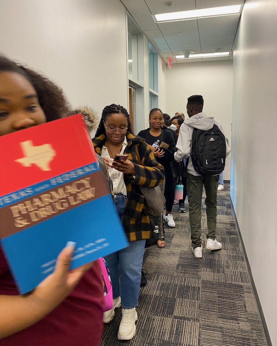 UNTHealth_Pharm's tweet photo. P3 student pharmacists picked up their pharmacy law books today &amp; are eager to dive into Dr. Emanuel George’s course to prepare for the Multistate Pharmacy Jurisprudence Examination, which assesses knowledge of laws &amp; regulations and is required for pharmacist licensure. 📚 #MPJE https://t.co/H9CYjGZAzE