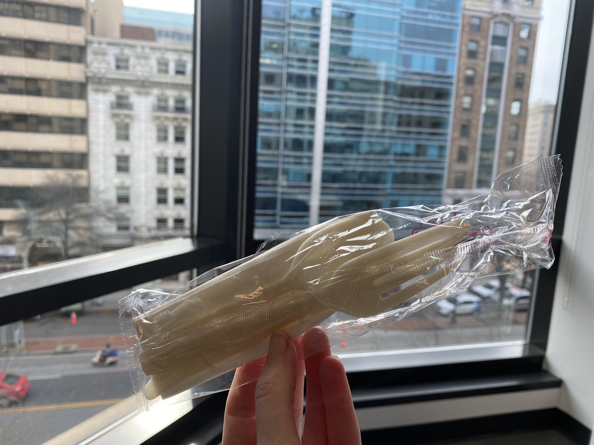 CharDreizen's tweet image. Eaters beware: no utensil is recyclable, no matter what they’re made of.

Because they’re long and thin, they don’t meet the 2” x 2” size requirement to recycle items via our primary, curbside recycling system.