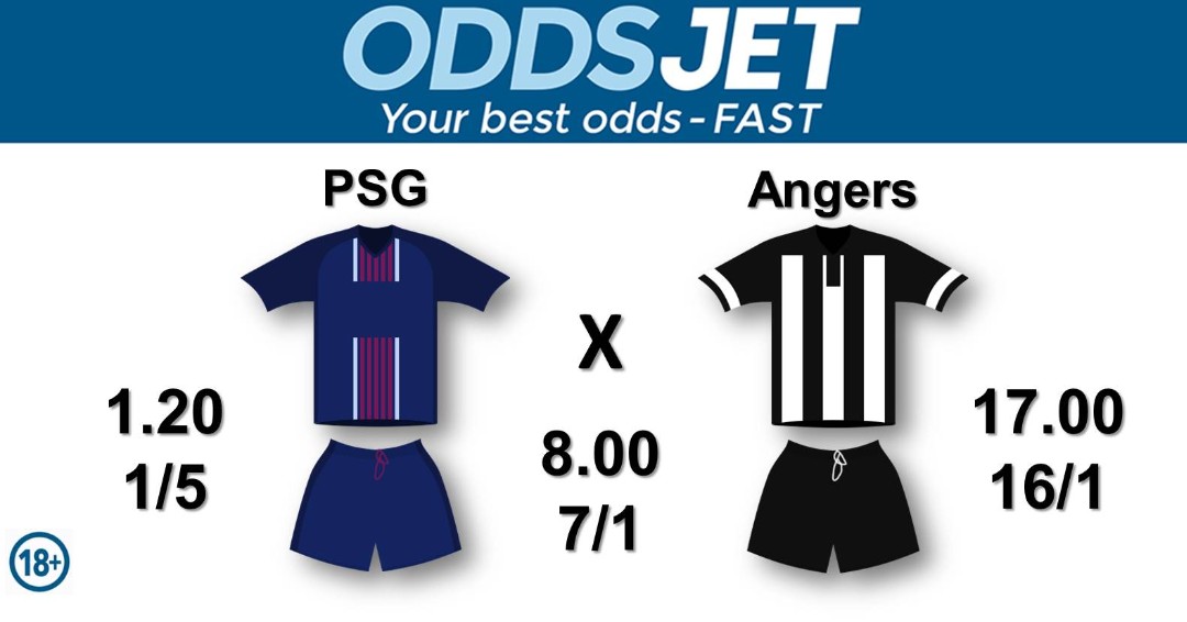 #Ligue1, 

#SCOPSG,

#AngersSCO, #Angers, #LaForceDuSCO, vs. #TeamPSG, #AllezParis, #WeAreParis, #PSG, #ComeOnPSG, Get your best odds -fast at oddsjet.com