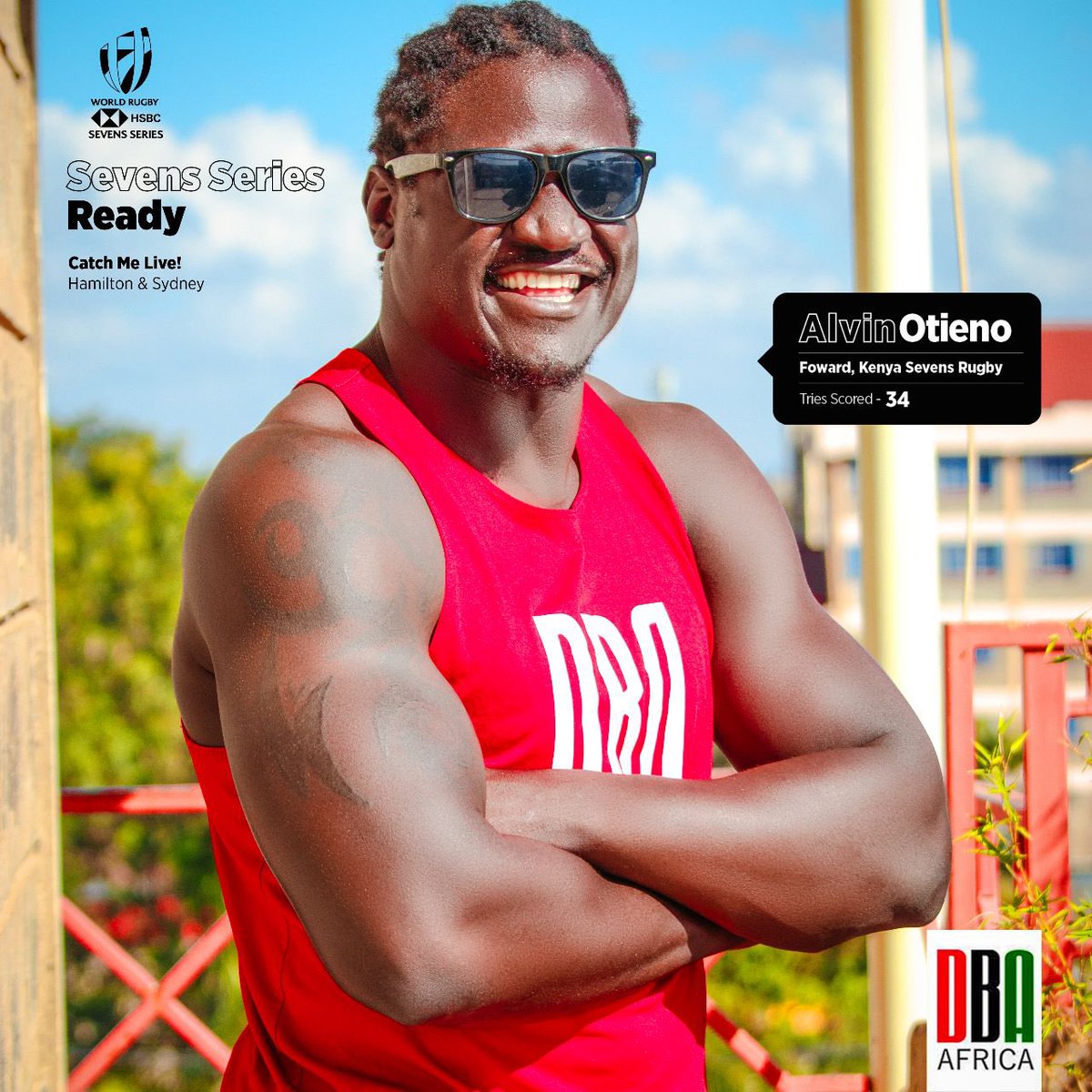 dbaafrica's tweet photo. Great to see this smile back again @OfficialBuffah 🇰🇪 #rugby7s https://t.co/y5L5BcAyEy